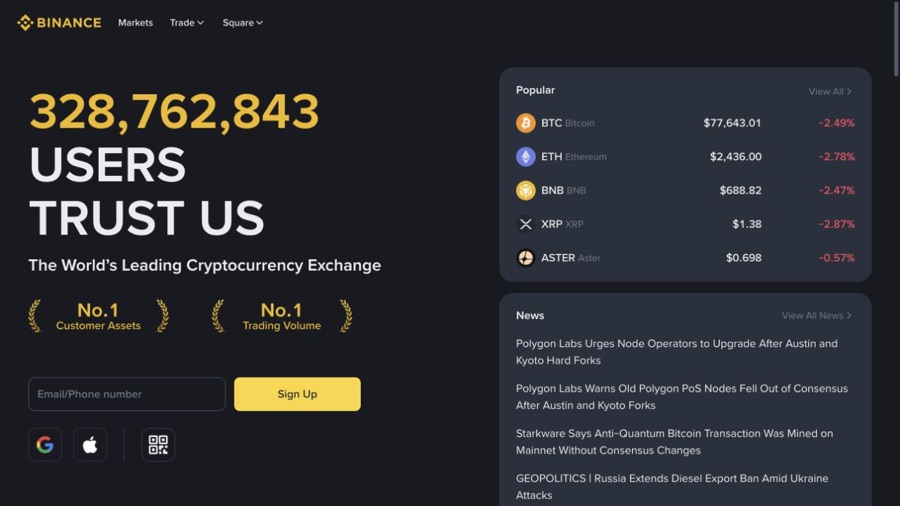Binance — buy USDC with a card
